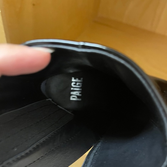 NEW PAIGE Black Patent Leather Farah Square Toe Booties Size 5.5 - Picture 3 of 9